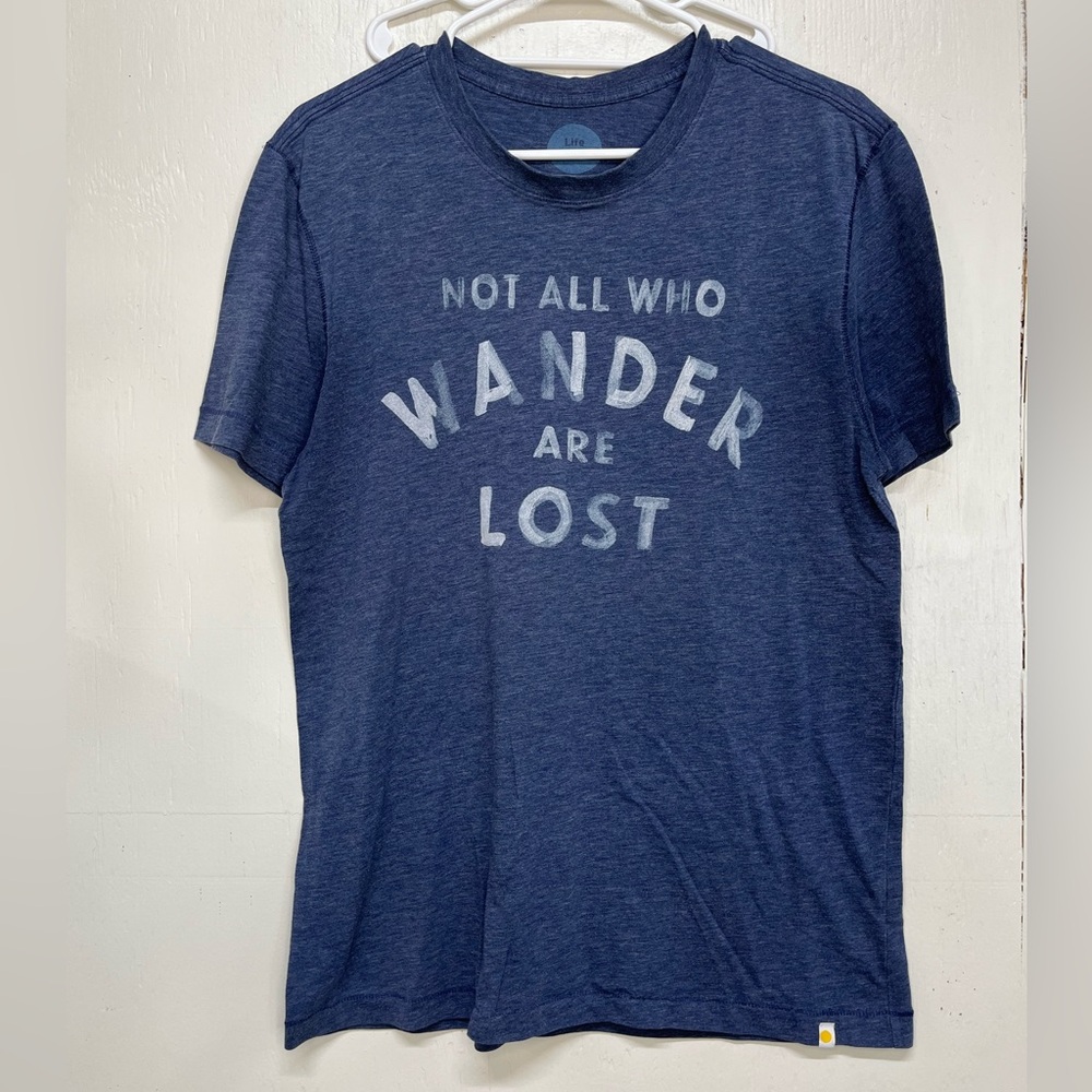 Blue/gray Life is Good Graphic T-Shirt